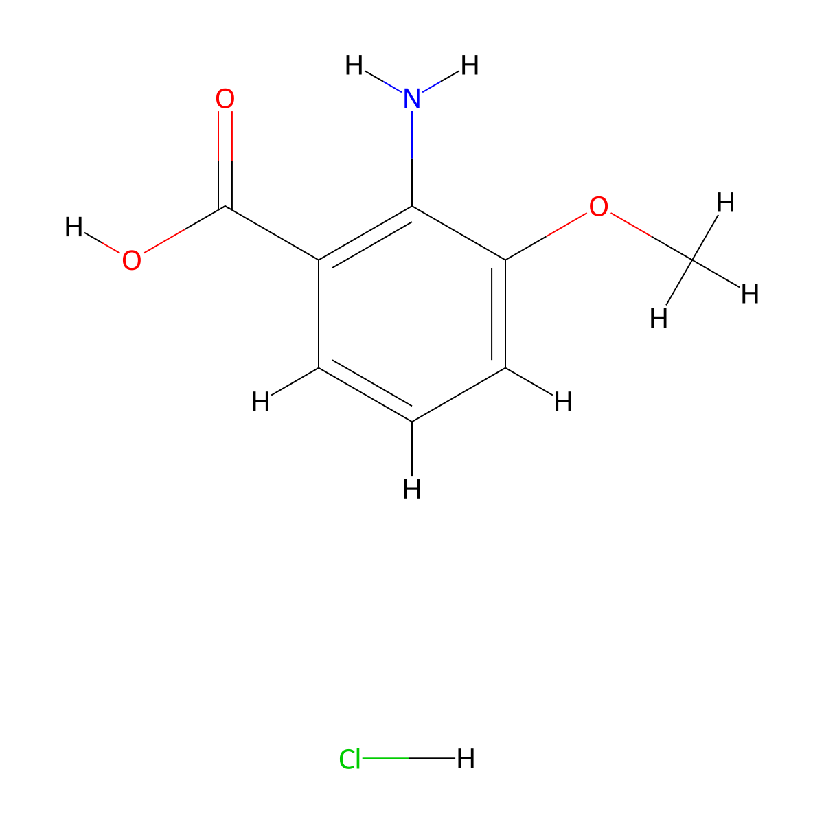 2-Amino-3-methoxybenzoic acid hydrochloride molecular structure, CAS 68701-23-5