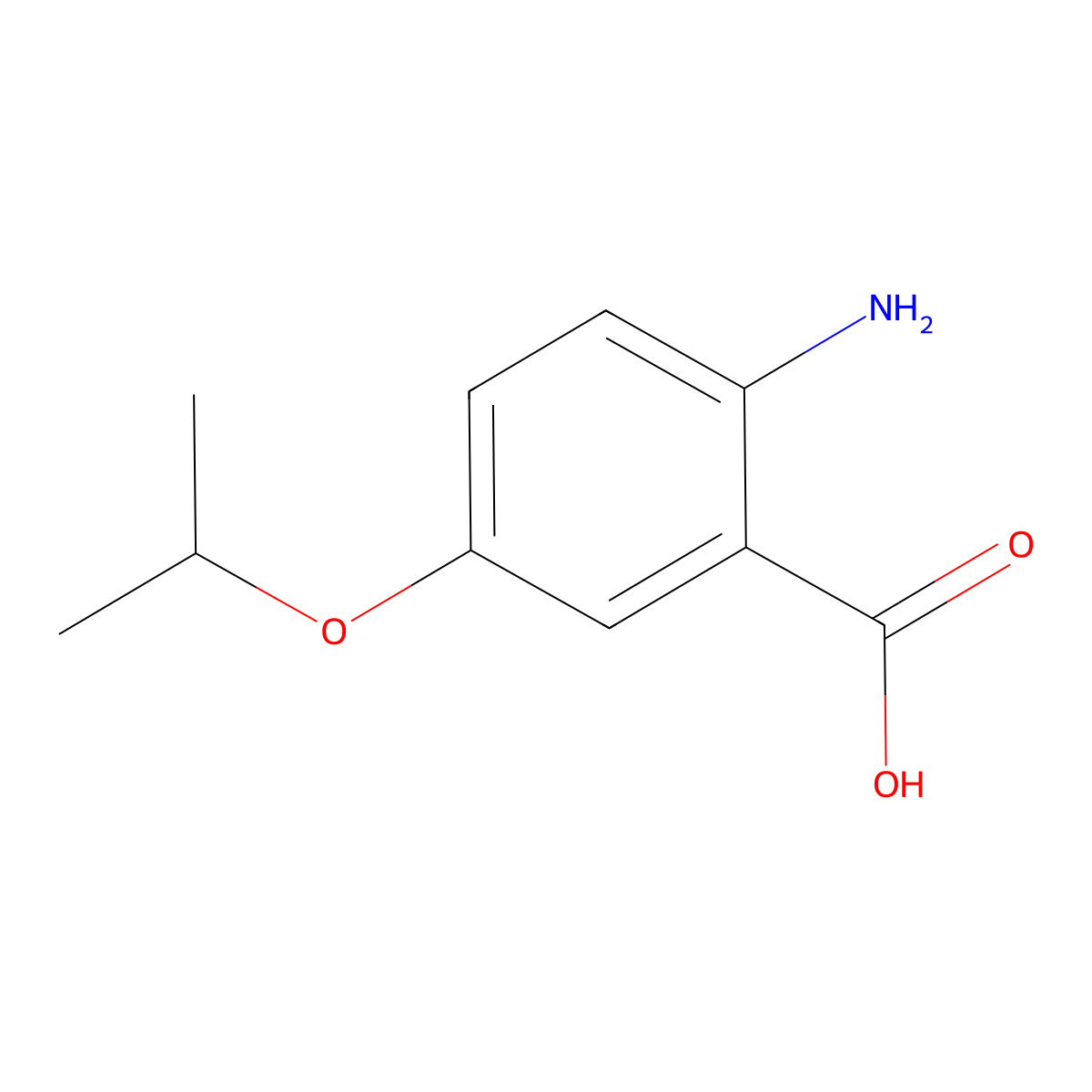 2-Amino-5-(propan-2-yloxy)benzoic acid molecular structure, CAS 68701-42-8