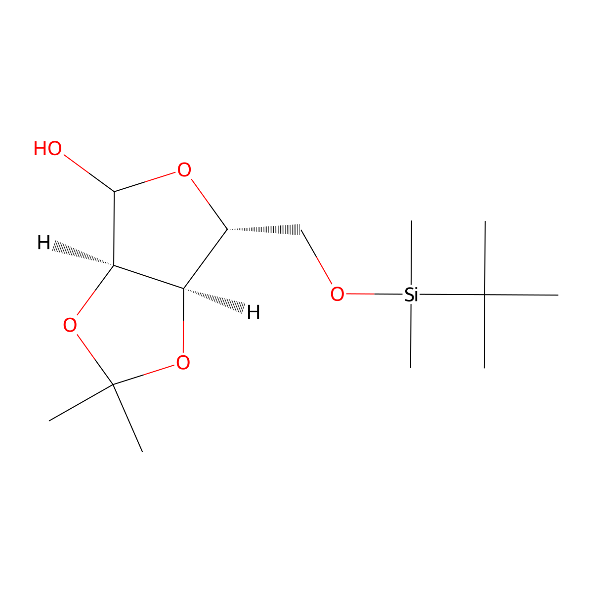 5-O-tert-butyldimethylsilyl-2,3-O-isopropylidene-D-ribofuranose molecular structure, CAS 68703-51-5