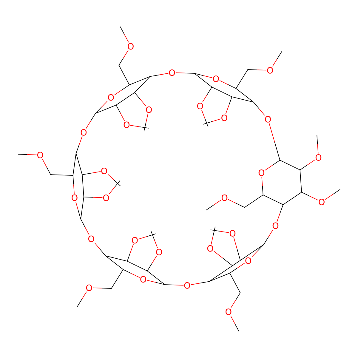 Hexakis(2,3,6-tri-O-methyl)cylomaltohexaose molecular structure, CAS 68715-56-0
