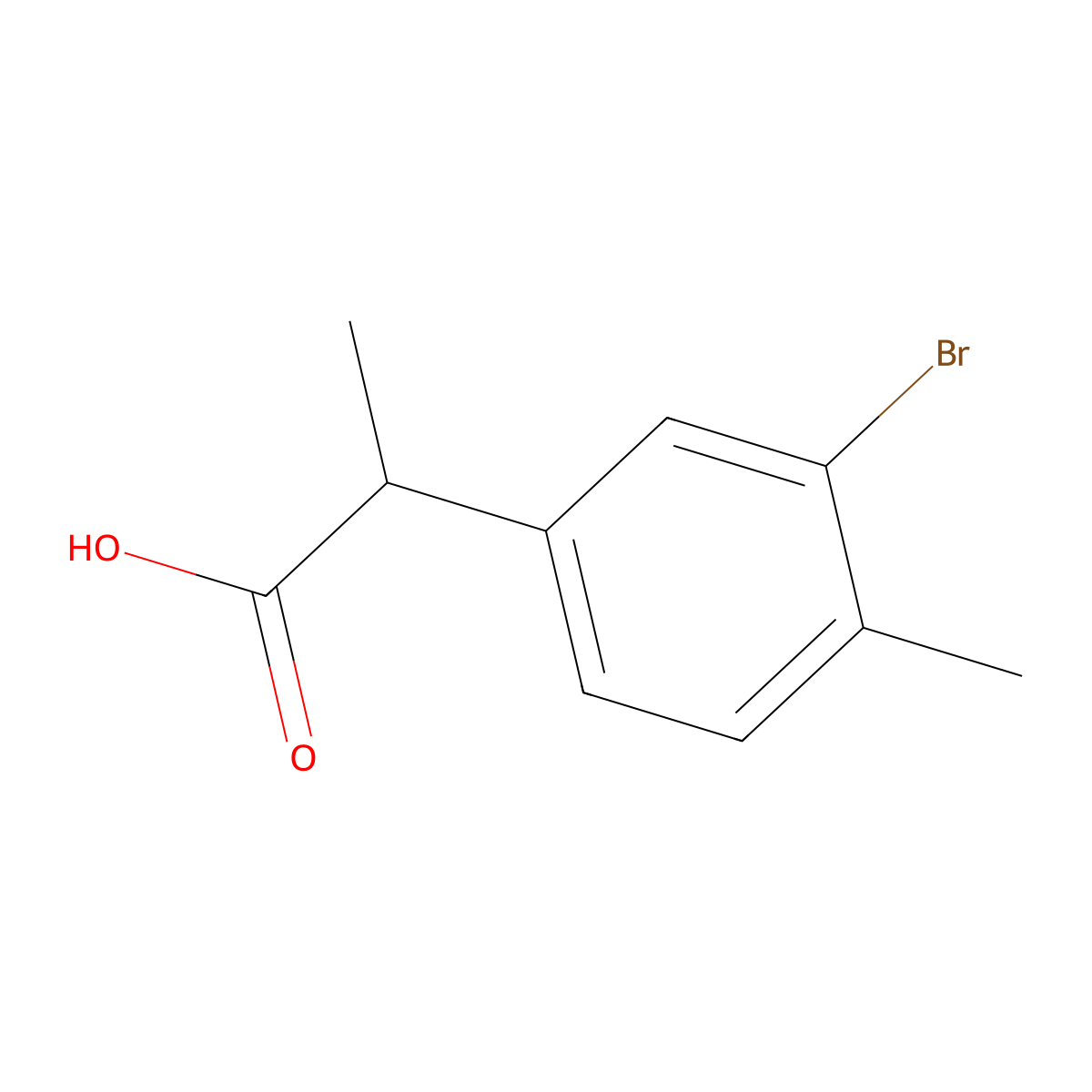 2-(3-Bromo-4-methylphenyl)propanoic acid molecular structure, CAS 68718-13-8