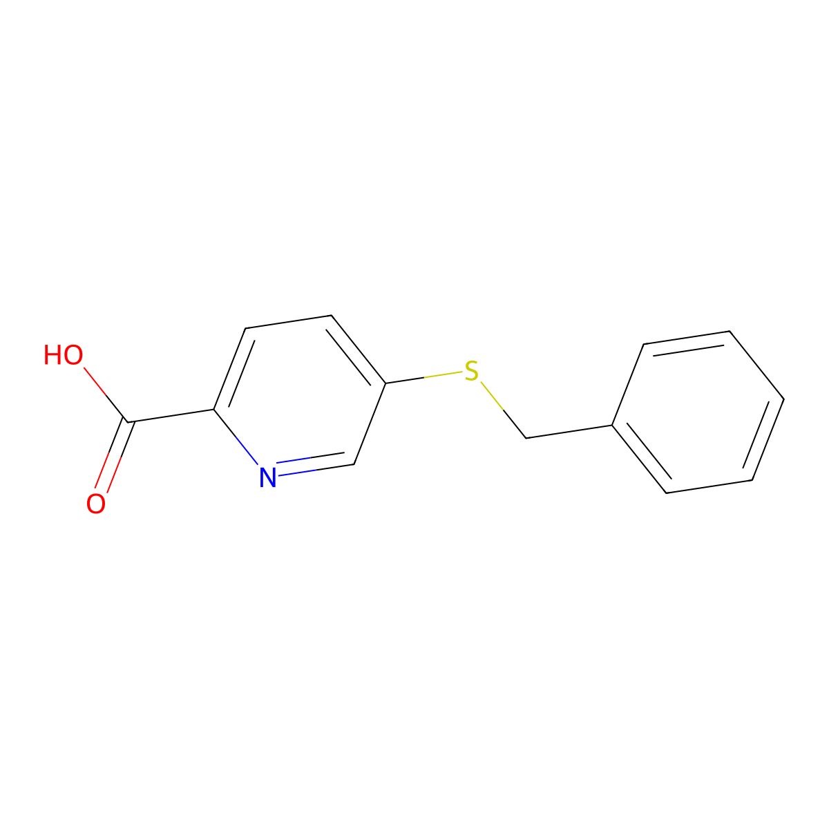 5-(Benzylsulfanyl)pyridine-2-carboxylic acid molecular structure, CAS 68719-97-1
