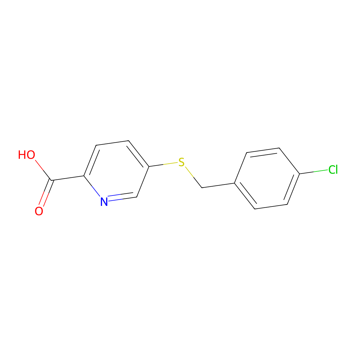 5-{[(4-Chlorophenyl)methyl]sulfanyl}pyridine-2-carboxylic acid molecular structure, CAS 68719-99-3