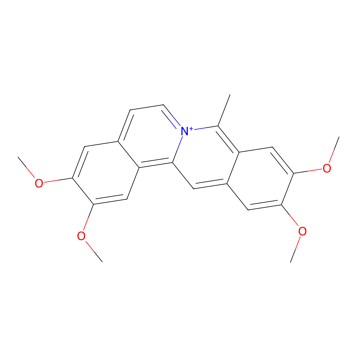Coralyne molecular structure, CAS 6872-73-7