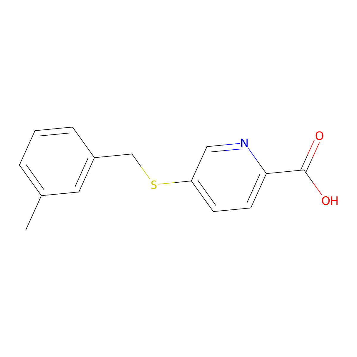 5-{[(3-Methylphenyl)methyl]sulfanyl}pyridine-2-carboxylic acid molecular structure, CAS 68720-10-5