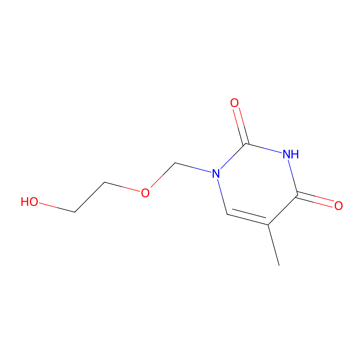 N-(2-(Hydroxyethoxy)methyl)-5-methyluracil molecular structure, CAS 68724-11-8