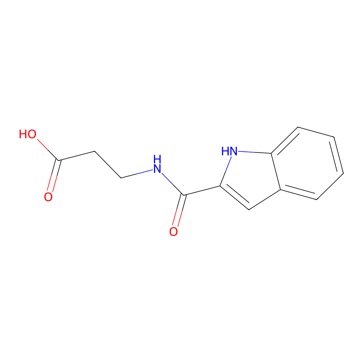 N-(1H-indol-2-ylcarbonyl)-beta-alanine molecular structure, CAS 68724-79-8