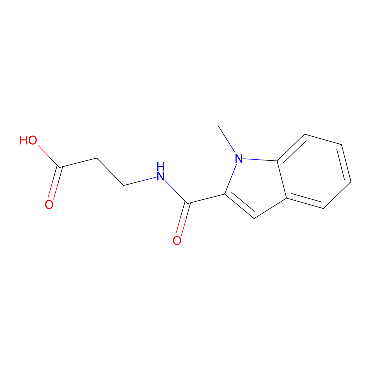 N-[(1-Methyl-1H-indol-2-yl)carbonyl]-beta-alanine molecular structure, CAS 68724-80-1