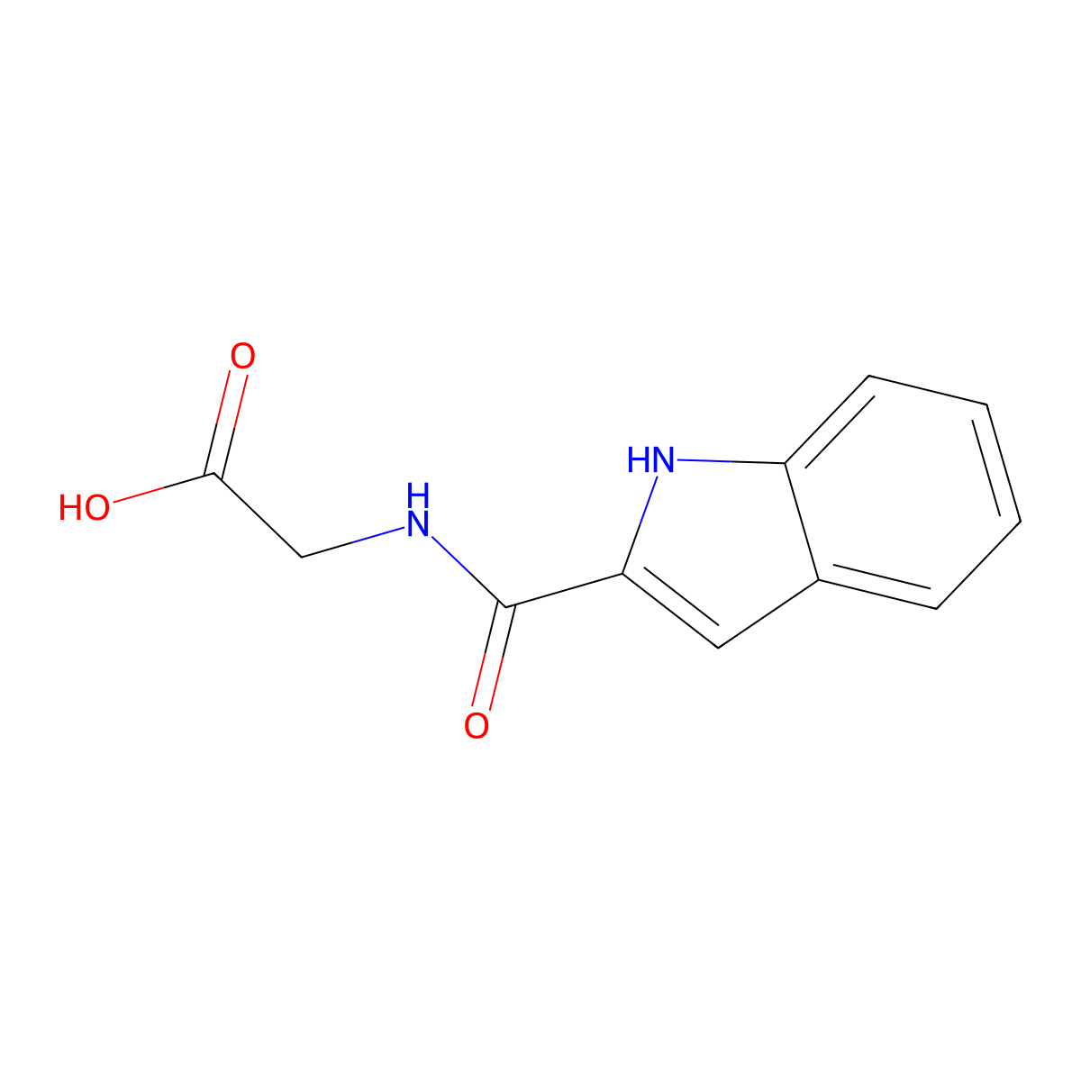 2-(1H-indol-2-ylformamido)acetic acid molecular structure, CAS 68724-93-6