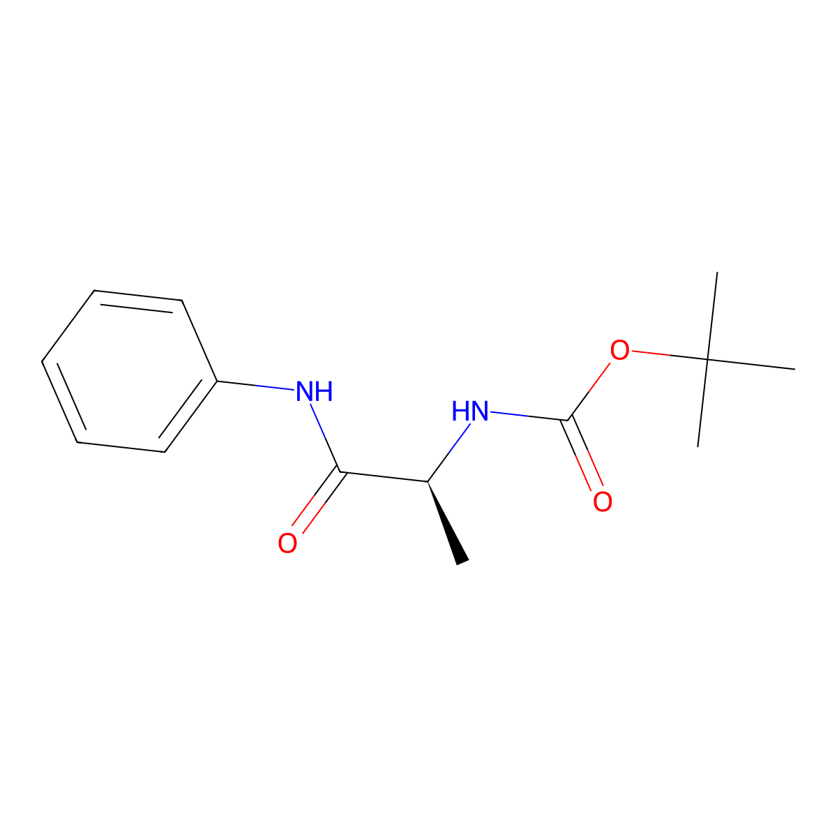 tert-butyl N-[(1S)-1-(phenylcarbamoyl)ethyl]carbamate molecular structure, CAS 68739-47-9