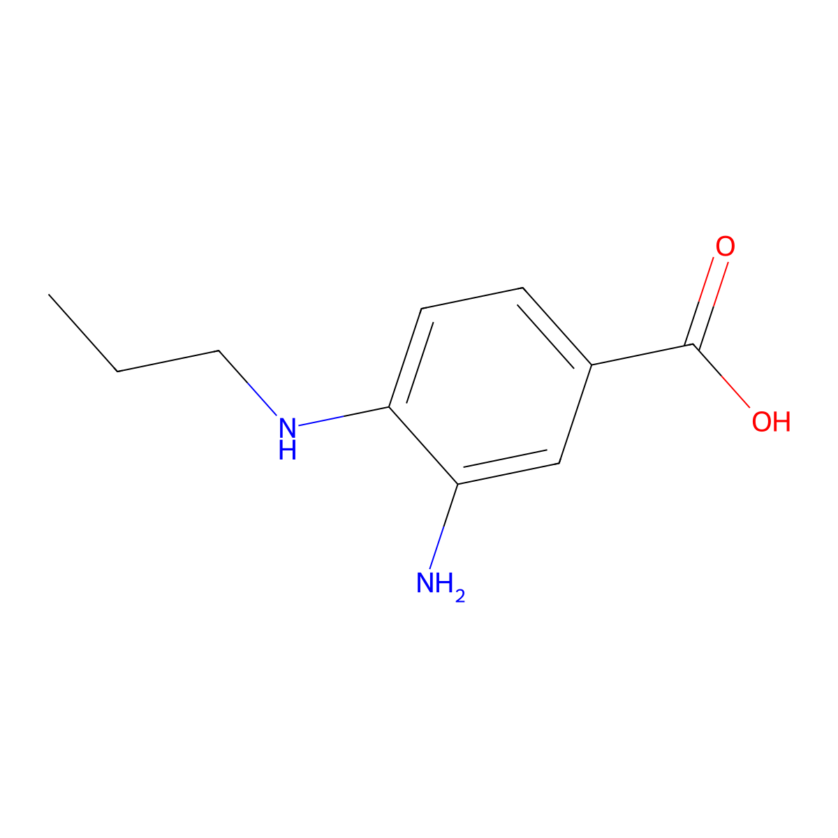 3-Amino-4-(propylamino)benzoic acid molecular structure, CAS 68740-32-9
