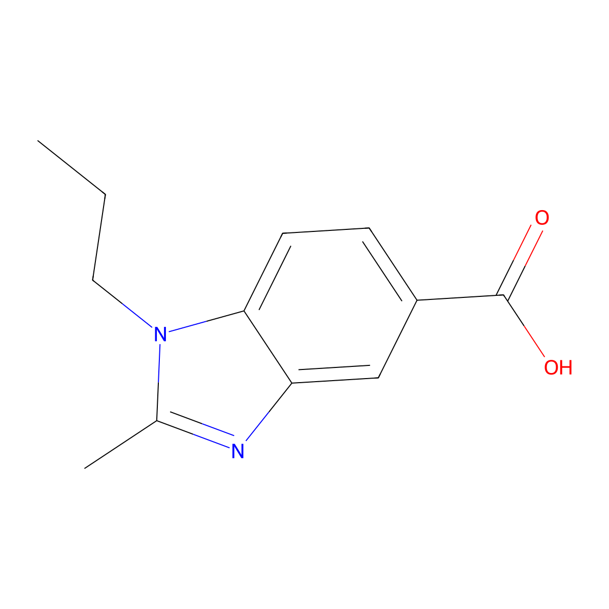 2-Methyl-1-propyl-1,3-benzodiazole-5-carboxylic acid molecular structure, CAS 68740-33-0