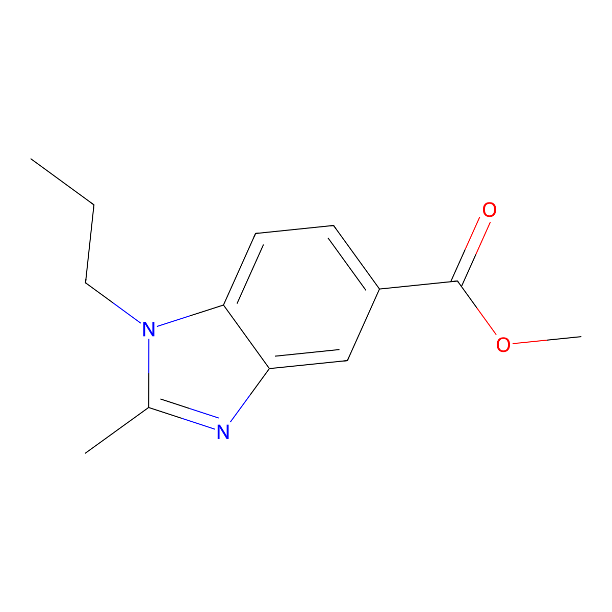Methyl 2-methyl-1-propyl-1,3-benzodiazole-5-carboxylate molecular structure, CAS 68740-35-2