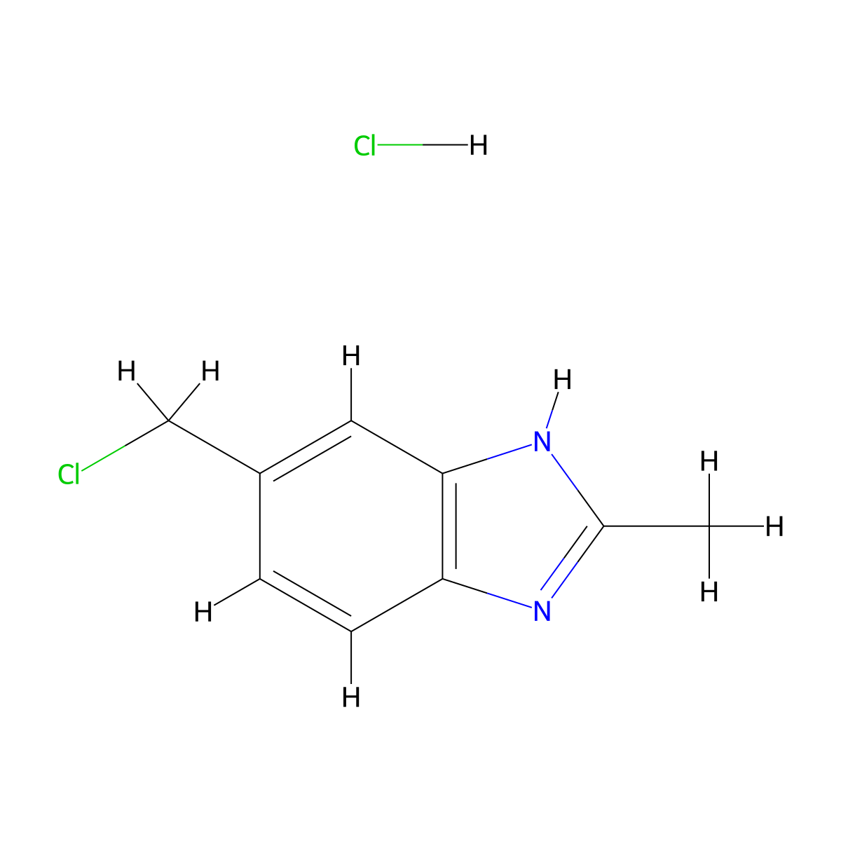 5-(chloromethyl)-2-methyl-1H-1,3-benzodiazole hydrochloride molecular structure, CAS 68740-47-6