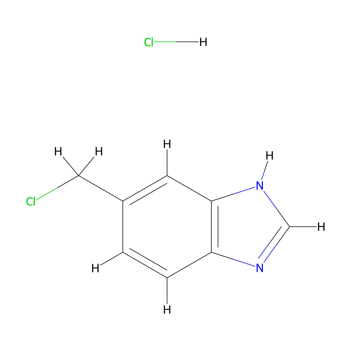5-(chloromethyl)-1H-1,3-benzodiazole hydrochloride molecular structure, CAS 68740-48-7