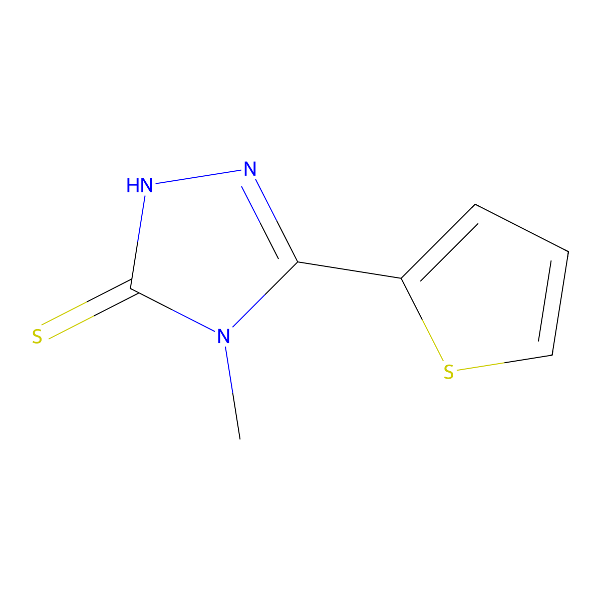4-methyl-5-(thiophen-2-yl)-4H-1,2,4-triazole-3-thiol molecular structure, CAS 68744-66-1