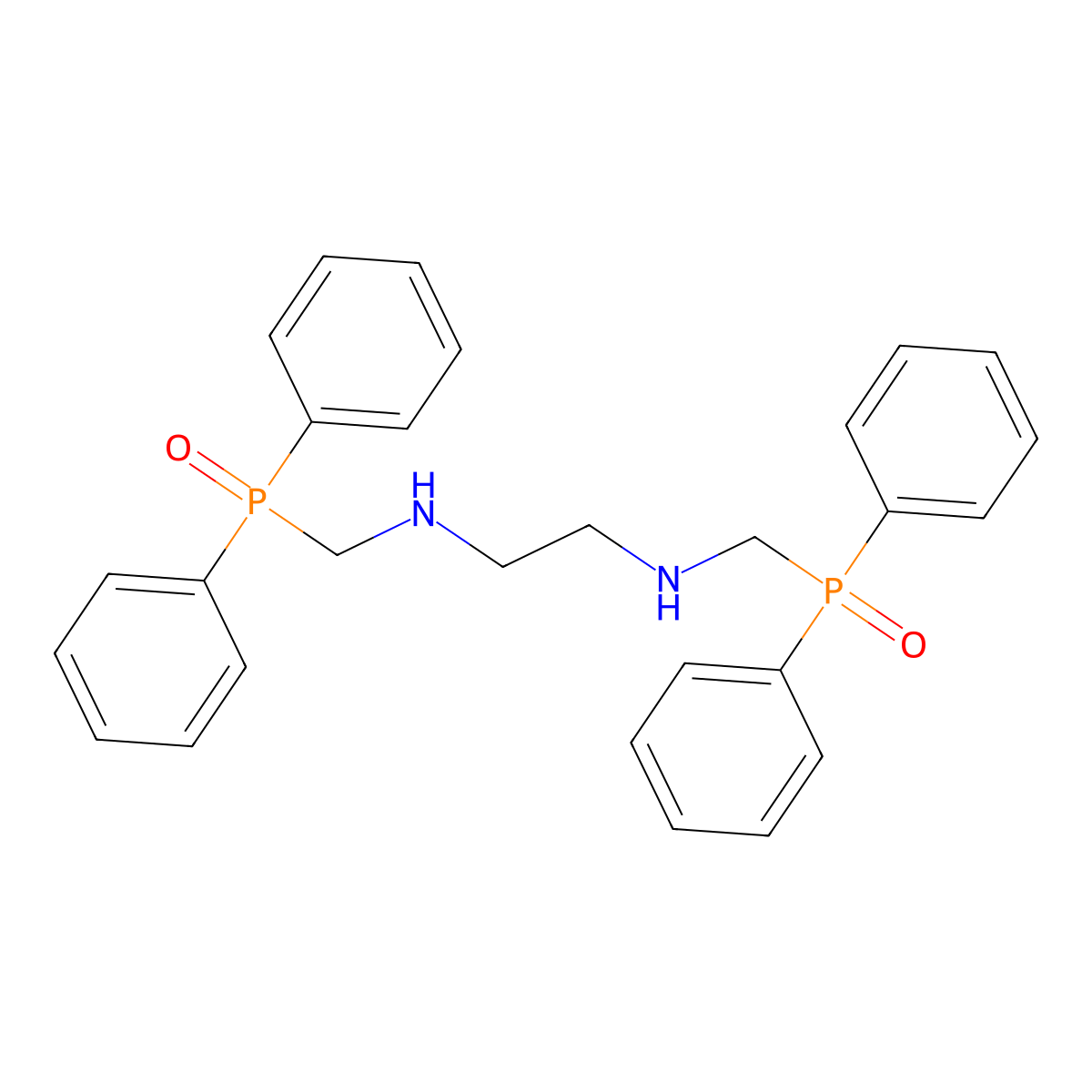 1,2-Ethanediamine, N,N'-bis[(diphenylphosphinyl)methyl]- molecular structure, CAS 68745-29-9