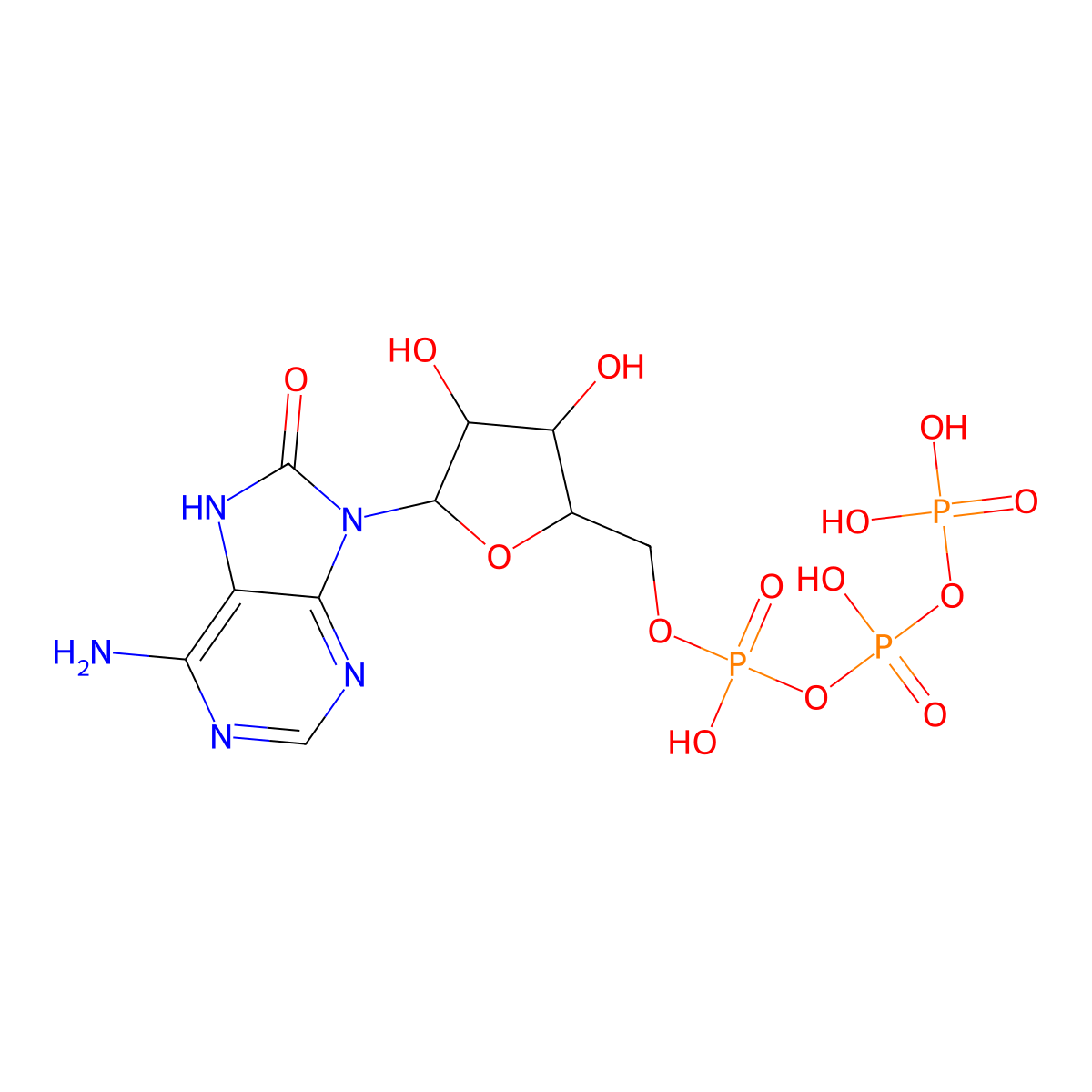 8-Hydroxyadenosine 5'-triphosphate molecular structure, CAS 68745-44-8