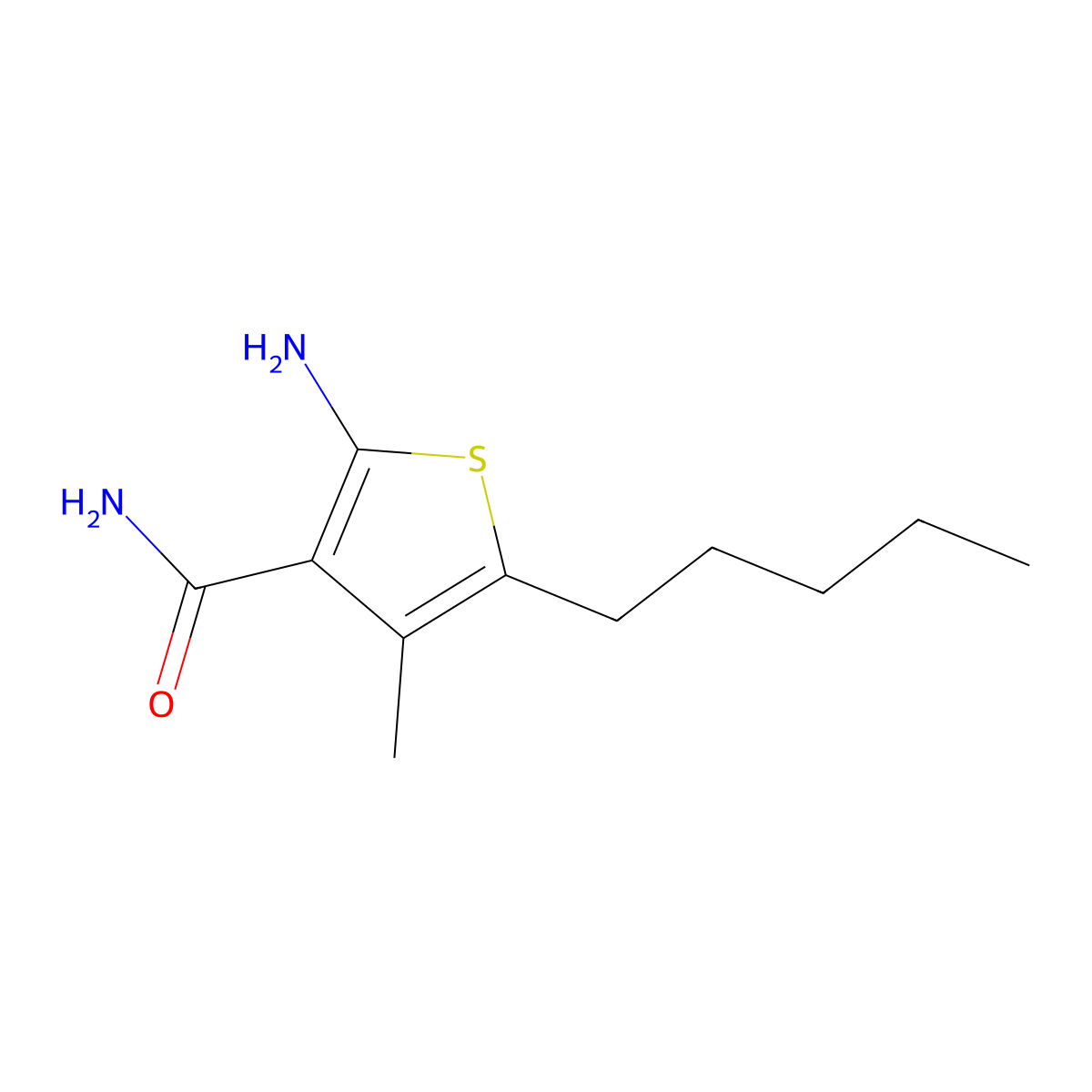 2-Amino-4-methyl-5-pentylthiophene-3-carboxamide molecular structure, CAS 68746-23-6