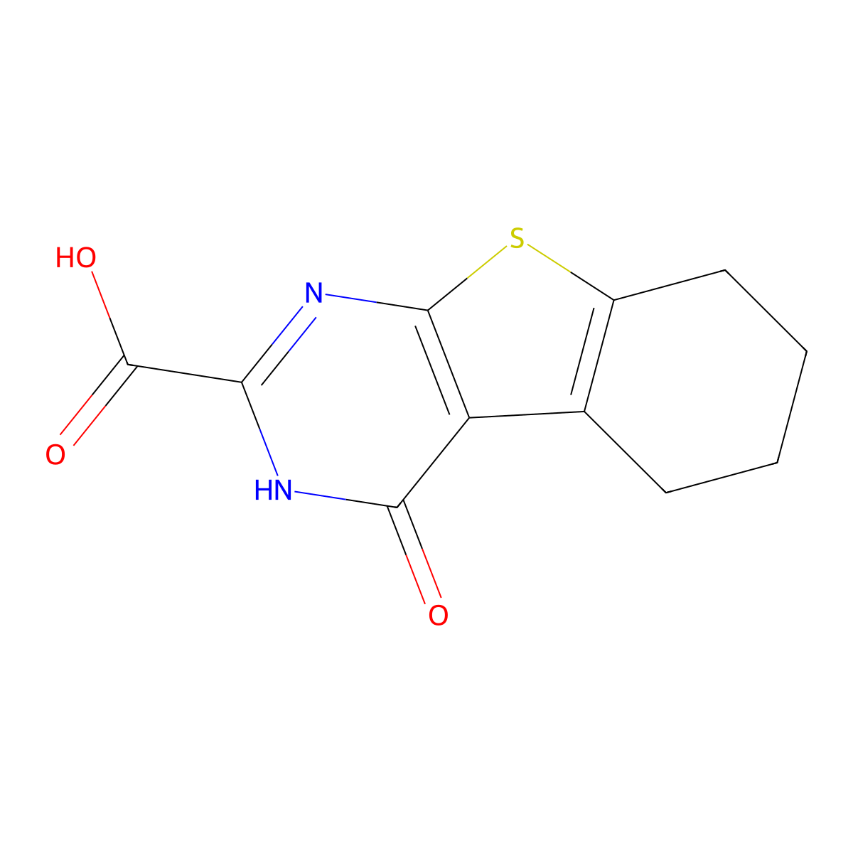 4-Oxo-1,4,5,6,7,8-hexahydrobenzo[4,5]thieno[2,3-d]pyrimidine-2-carboxylic acid molecular structure, CAS 68746-34-9