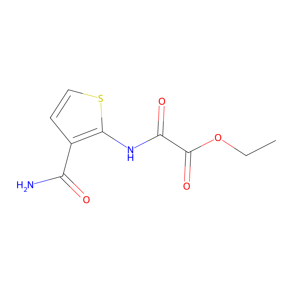 Ethyl [(3-carbamoylthiophen-2-yl)carbamoyl]formate molecular structure, CAS 68746-57-6