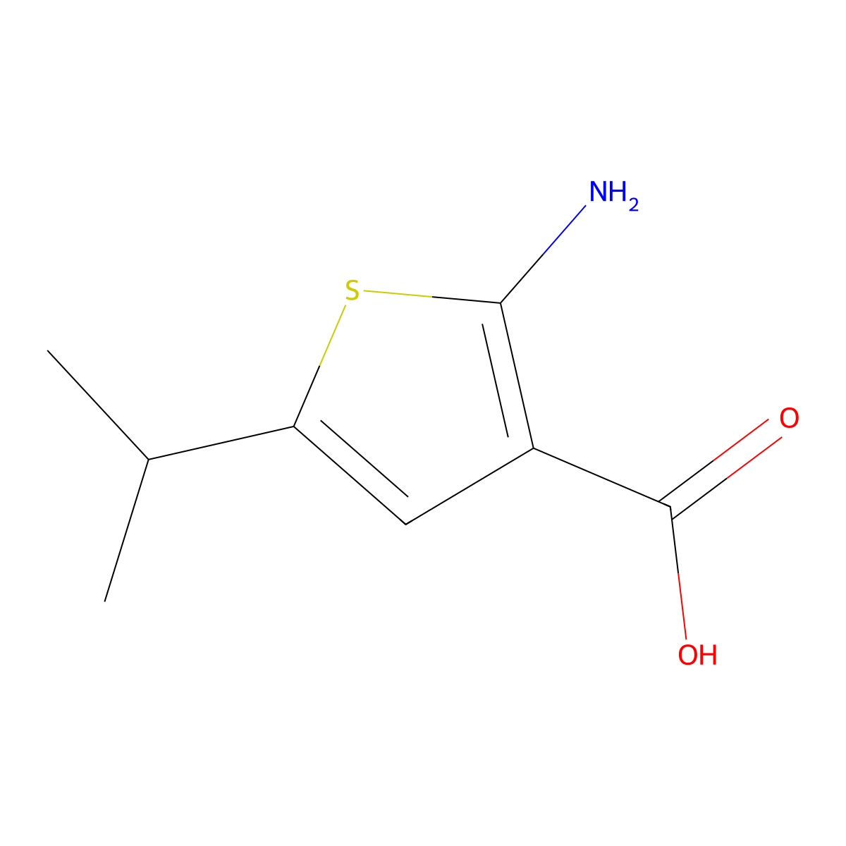 2-Amino-5-(propan-2-yl)thiophene-3-carboxylic acid molecular structure, CAS 68746-61-2