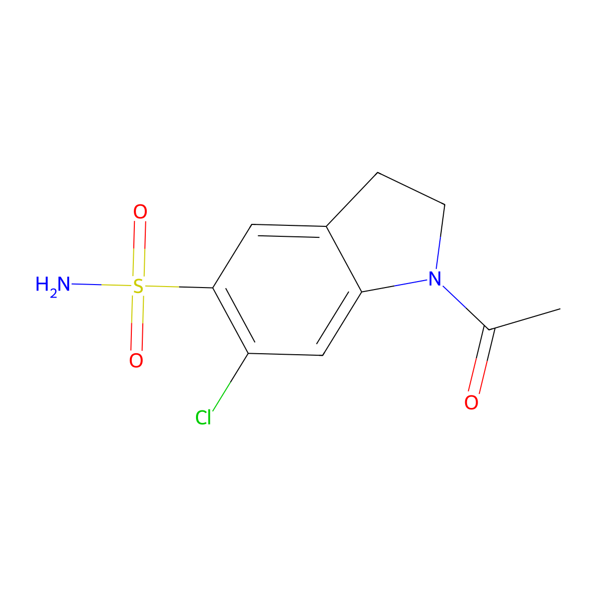 1-acetyl-6-chloro-2,3-dihydro-1H-indole-5-sulfonamide molecular structure, CAS 68748-59-4