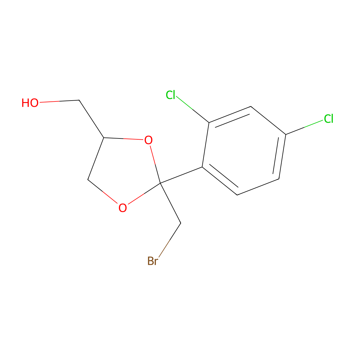 2-(Bromomethyl)-2-(2,4-dichlorophenyl)-1,3-dioxolane-4-methanol molecular structure, CAS 68751-57-5
