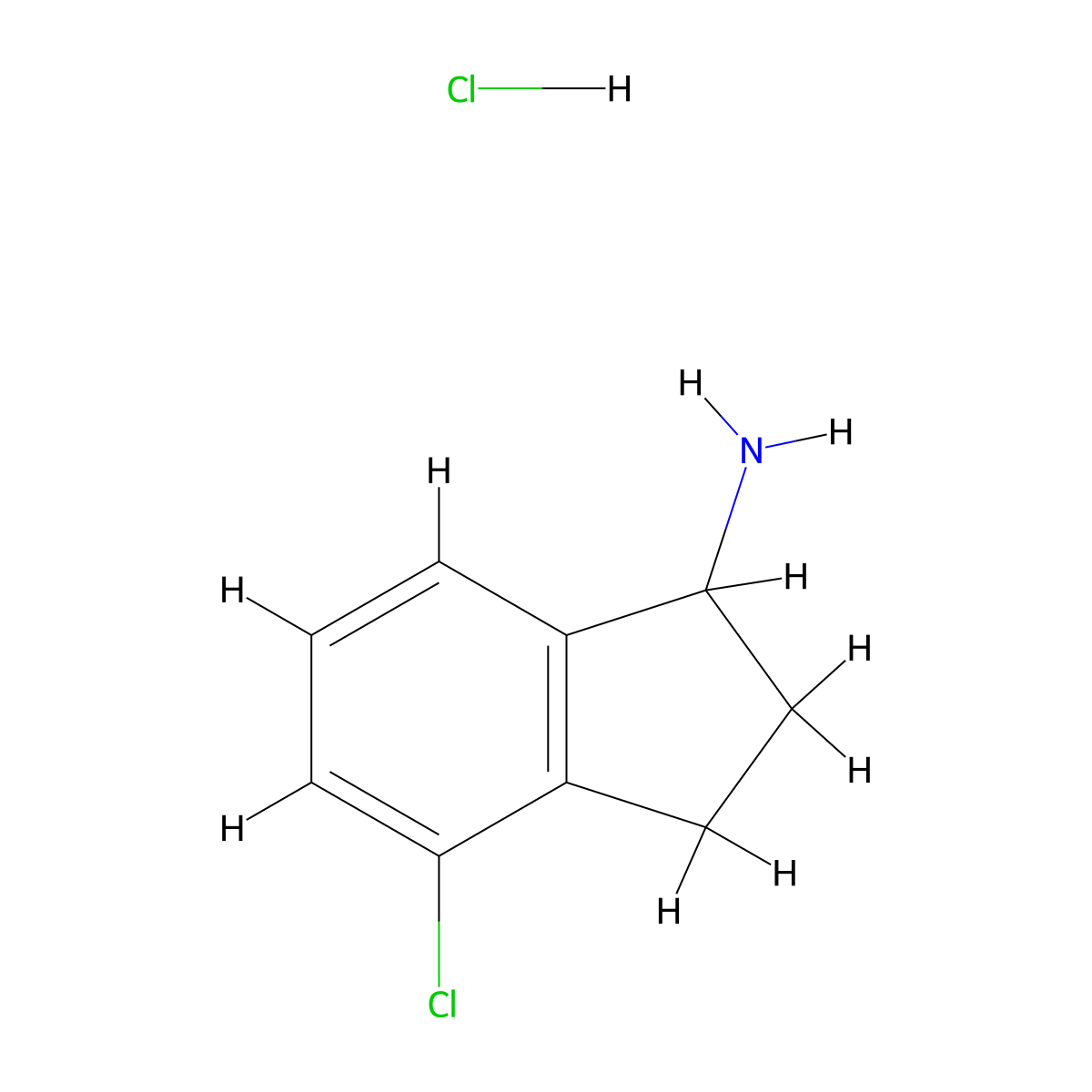 4-chloro-2,3-dihydro-1H-inden-1-amine hydrochloride molecular structure, CAS 68755-29-3