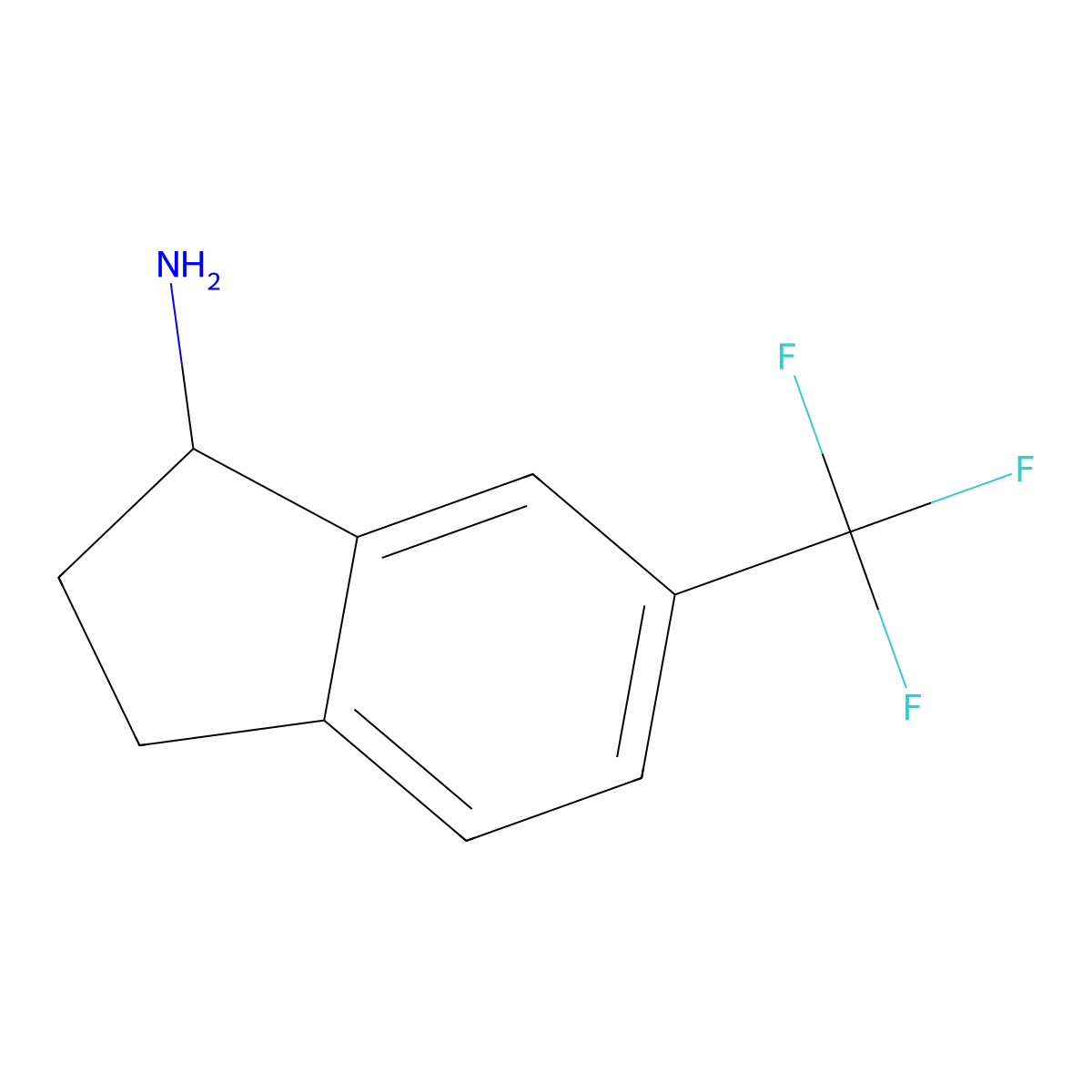 6-(Trifluoromethyl)-2,3-dihydro-1H-inden-1-amine molecular structure, CAS 68755-40-8