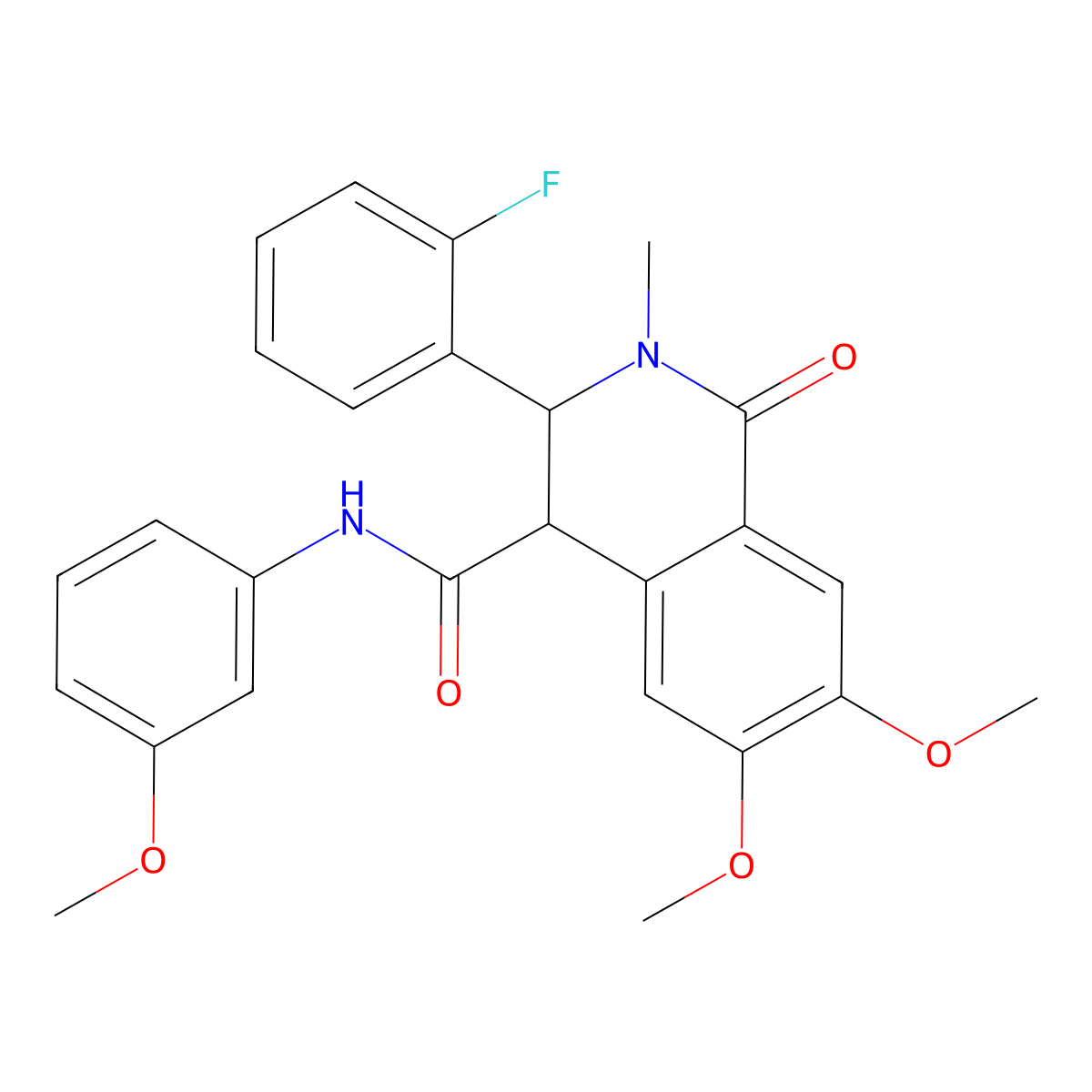 3-(2-fluorophenyl)-6,7-dimethoxy-N-(3-methoxyphenyl)-2-methyl-1-oxo-1,2,3,4-tetrahydroisoquinoline-4-carboxamide molecular structure, CAS 687561-16-6