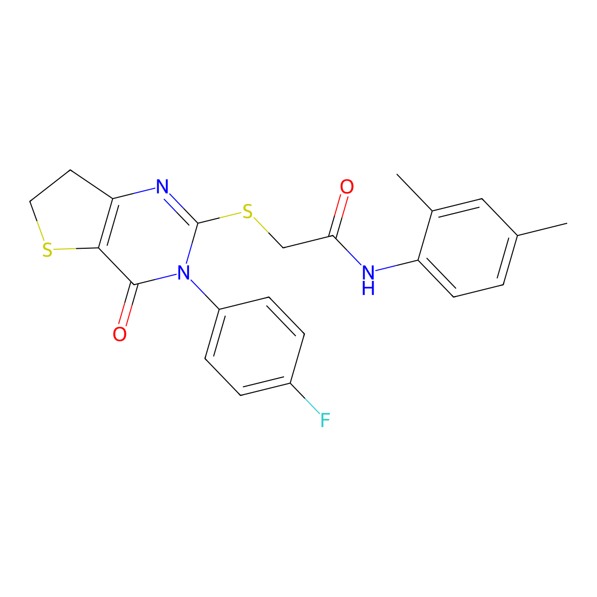 N-(2,4-dimethylphenyl)-2-[[3-(4-fluorophenyl)-4-oxo-6,7-dihydrothieno[3,2-d]pyrimidin-2-yl]sulfanyl]acetamide molecular structure, CAS 687561-33-7