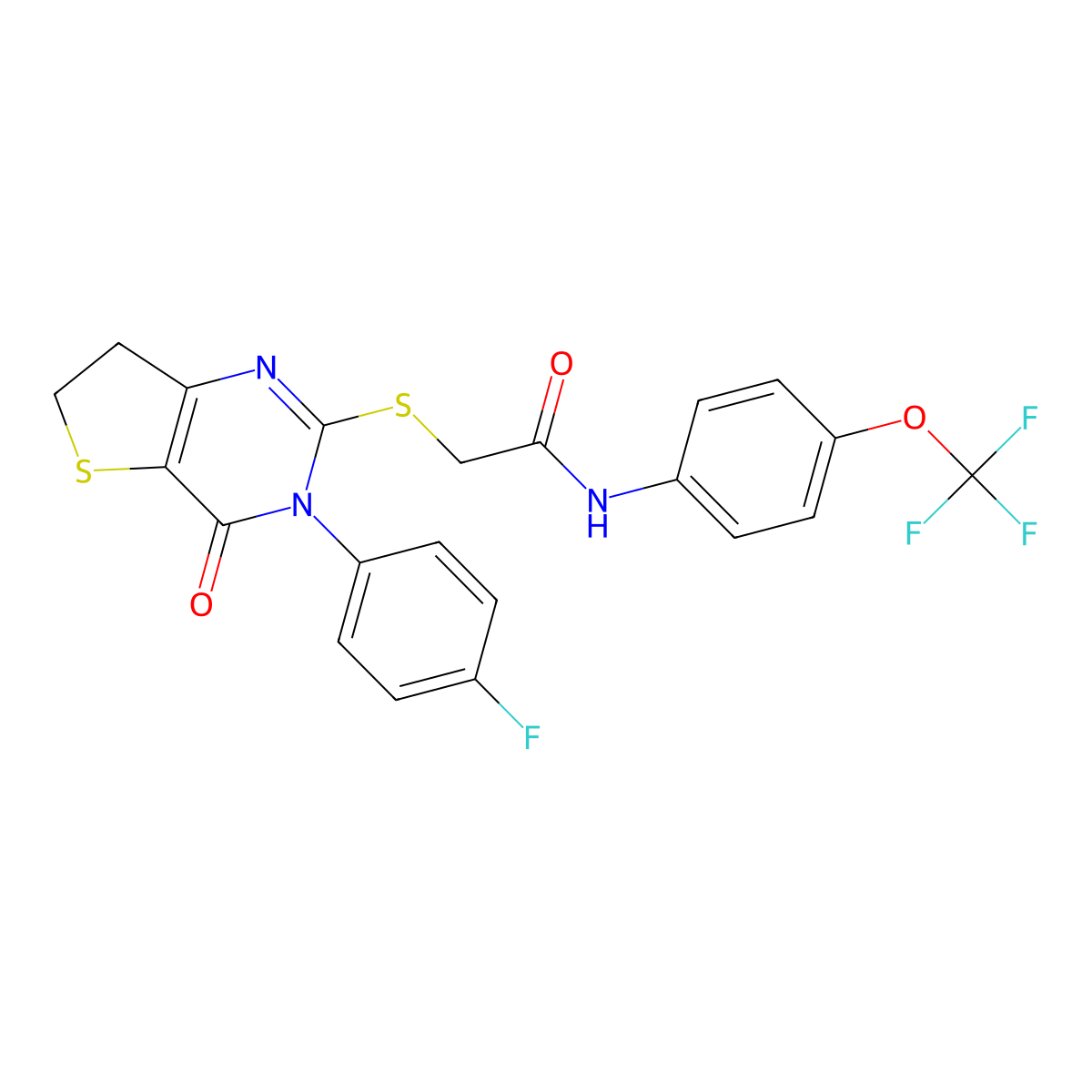 2-[[3-(4-fluorophenyl)-4-oxo-6,7-dihydrothieno[3,2-d]pyrimidin-2-yl]sulfanyl]-N-[4-(trifluoromethoxy)phenyl]acetamide molecular structure, CAS 687561-51-9