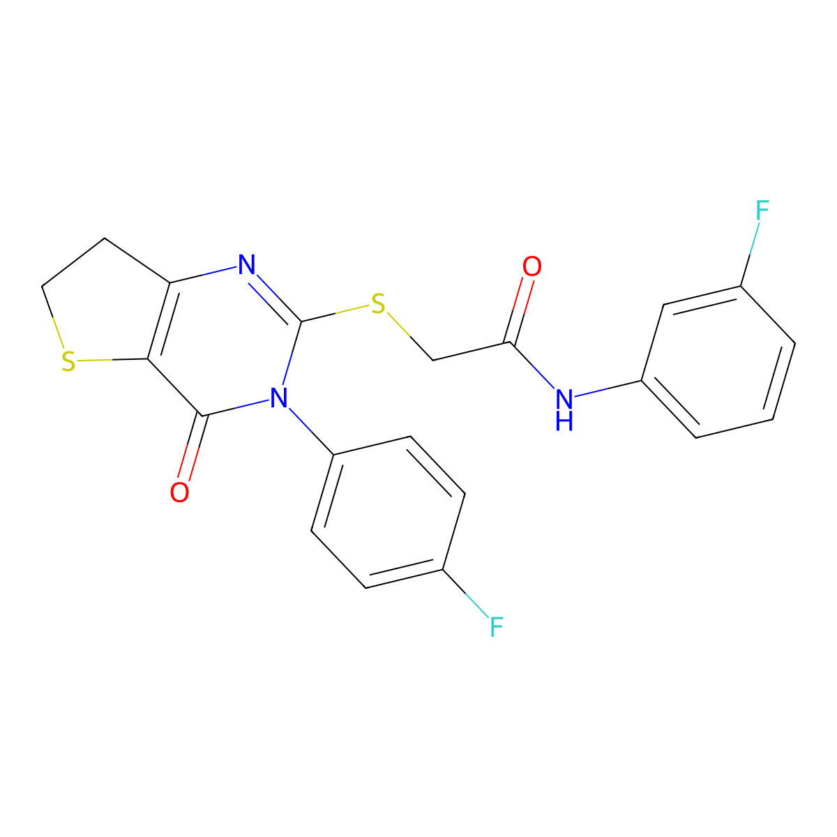N-(3-fluorophenyl)-2-((3-(4-fluorophenyl)-4-oxo-3,4,6,7-tetrahydrothieno[3,2-d]pyrimidin-2-yl)thio)acetamide molecular structure, CAS 687561-69-9