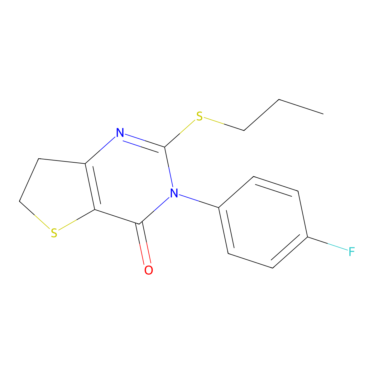 3-(4-fluorophenyl)-2-(propylthio)-6,7-dihydrothieno[3,2-d]pyrimidin-4(3H)-one molecular structure, CAS 687561-96-2