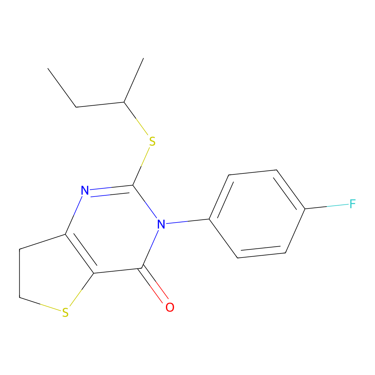 2-(sec-butylthio)-3-(4-fluorophenyl)-6,7-dihydrothieno[3,2-d]pyrimidin-4(3H)-one molecular structure, CAS 687562-05-6