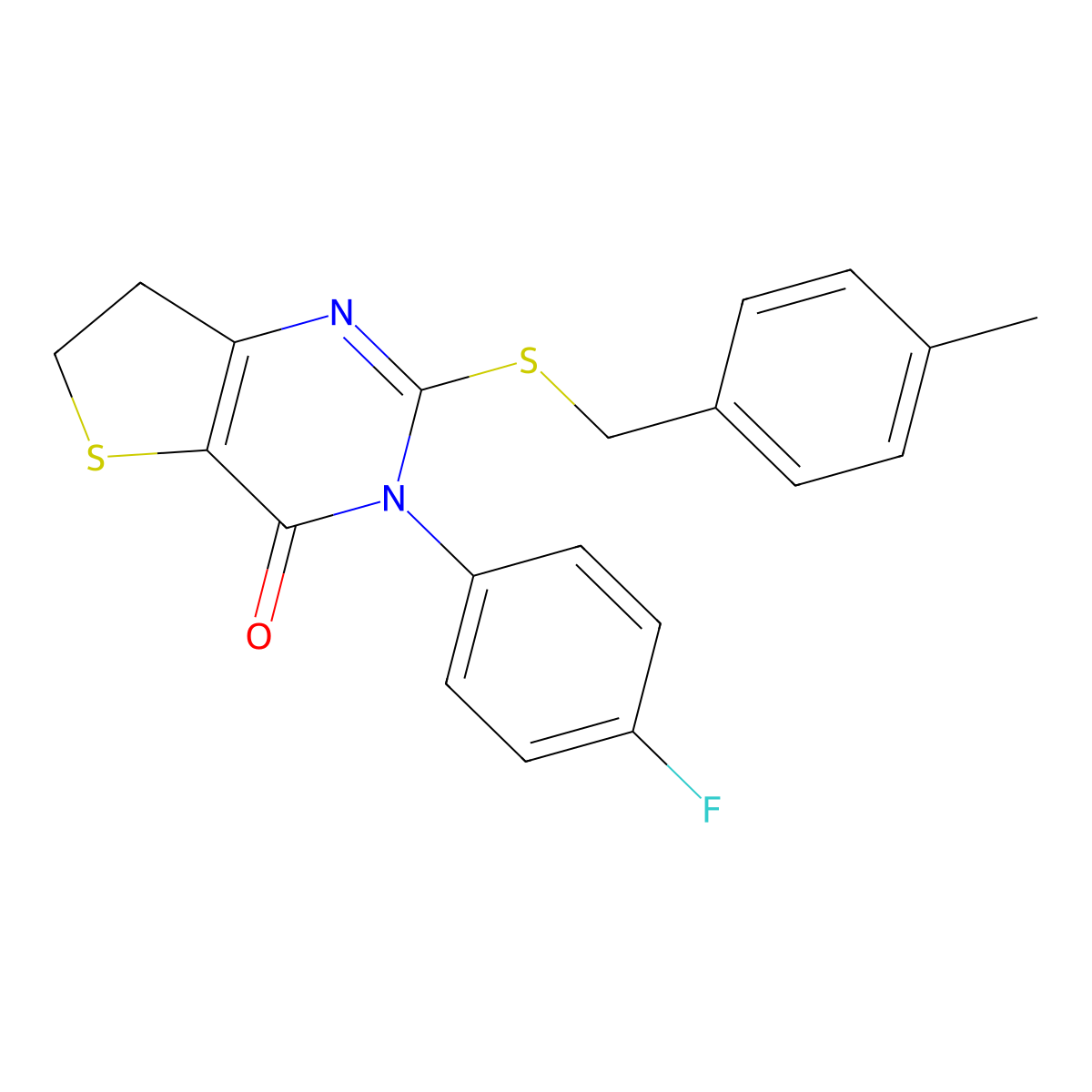 3-(4-fluorophenyl)-2-((4-methylbenzyl)thio)-6,7-dihydrothieno[3,2-d]pyrimidin-4(3H)-one molecular structure, CAS 687562-29-4