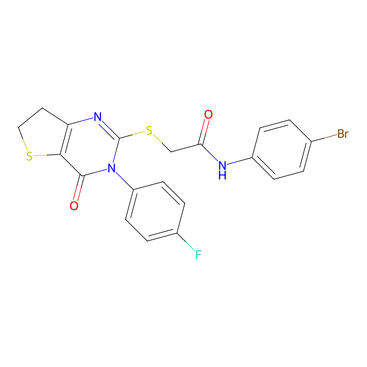 N-(4-bromophenyl)-2-((3-(4-fluorophenyl)-4-oxo-3,4,6,7-tetrahydrothieno[3,2-d]pyrimidin-2-yl)thio)acetamide molecular structure, CAS 687562-65-8