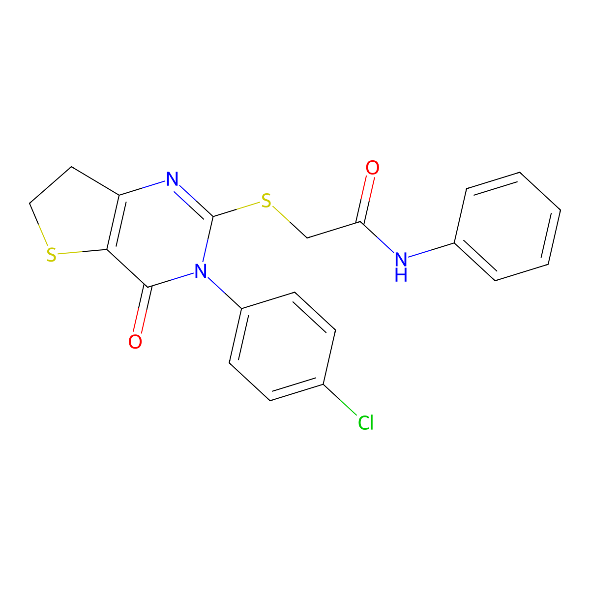 2-[[3-(4-chlorophenyl)-4-oxo-6,7-dihydrothieno[3,2-d]pyrimidin-2-yl]sulfanyl]-N-phenylacetamide molecular structure, CAS 687563-31-1