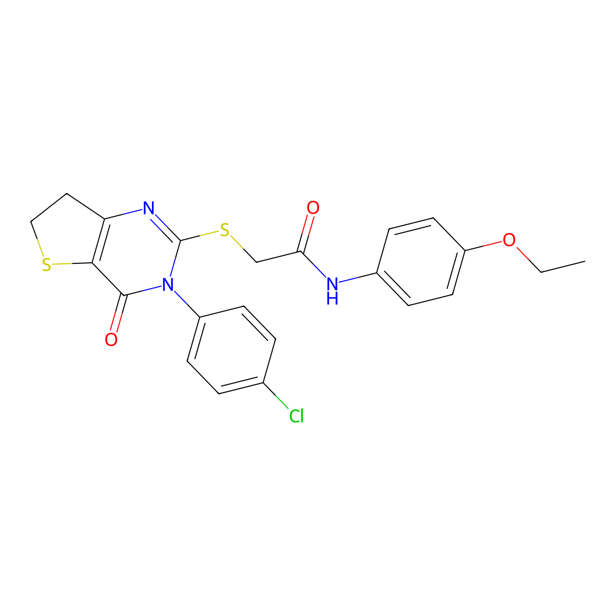2-[[3-(4-chlorophenyl)-4-oxo-6,7-dihydrothieno[3,2-d]pyrimidin-2-yl]sulfanyl]-N-(4-ethoxyphenyl)acetamide molecular structure, CAS 687563-49-1