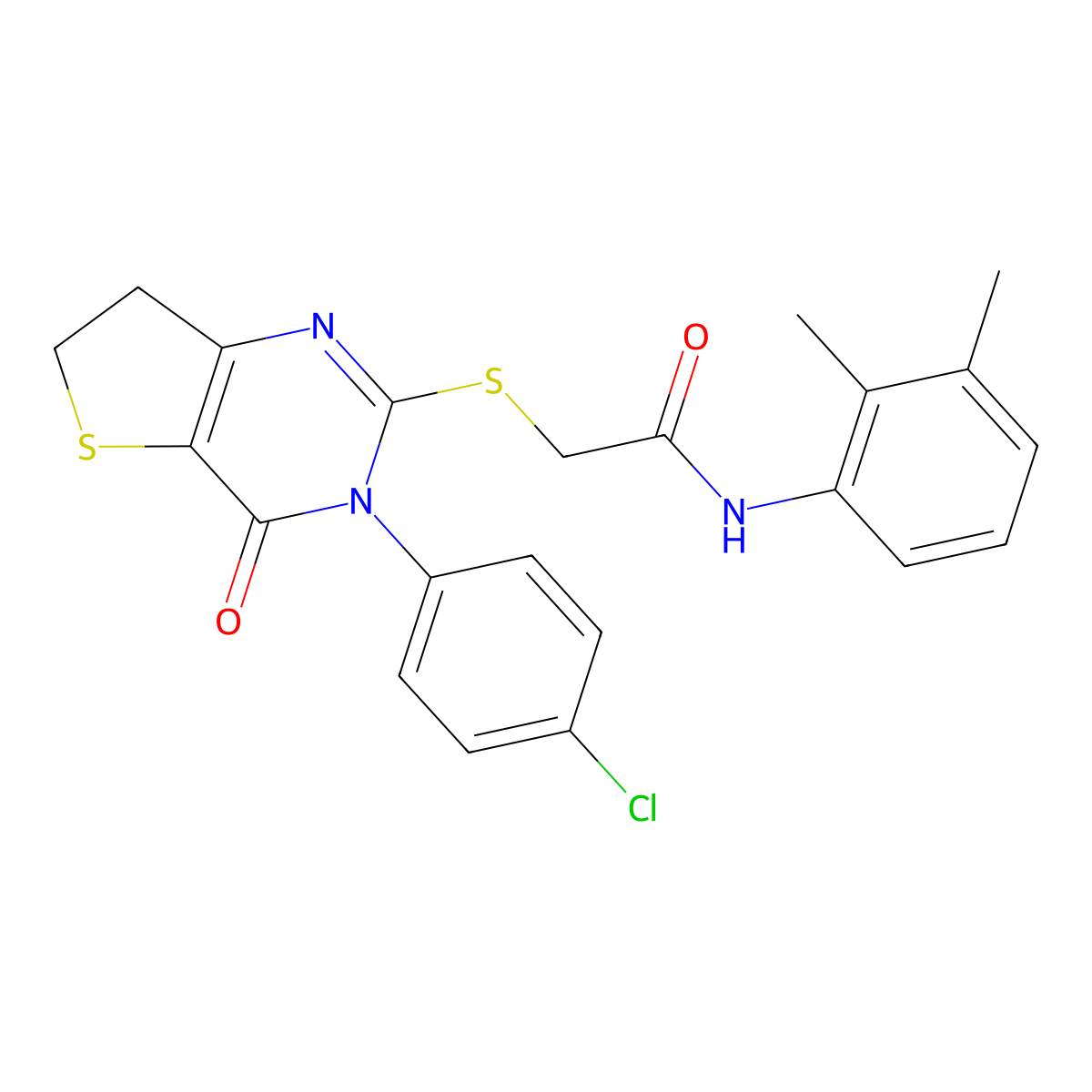 2-[[3-(4-chlorophenyl)-4-oxo-6,7-dihydrothieno[3,2-d]pyrimidin-2-yl]sulfanyl]-N-(2,3-dimethylphenyl)acetamide molecular structure, CAS 687563-52-6