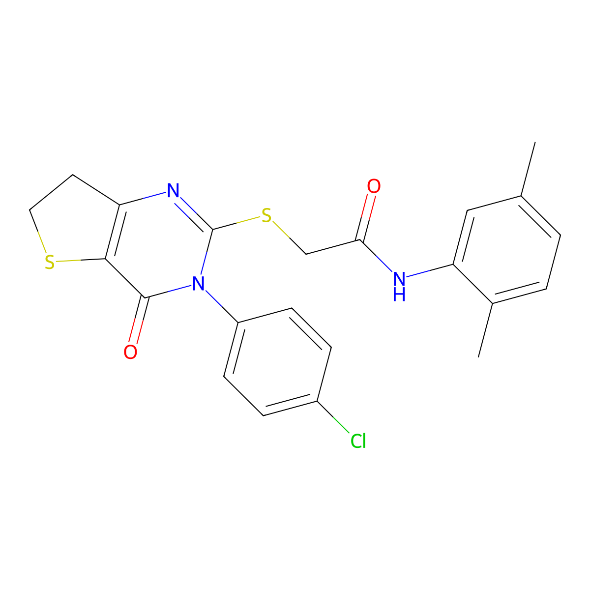 2-((3-(4-chlorophenyl)-4-oxo-3,4,6,7-tetrahydrothieno[3,2-d]pyrimidin-2-yl)thio)-N-(2,5-dimethylphenyl)acetamide molecular structure, CAS 687563-55-9