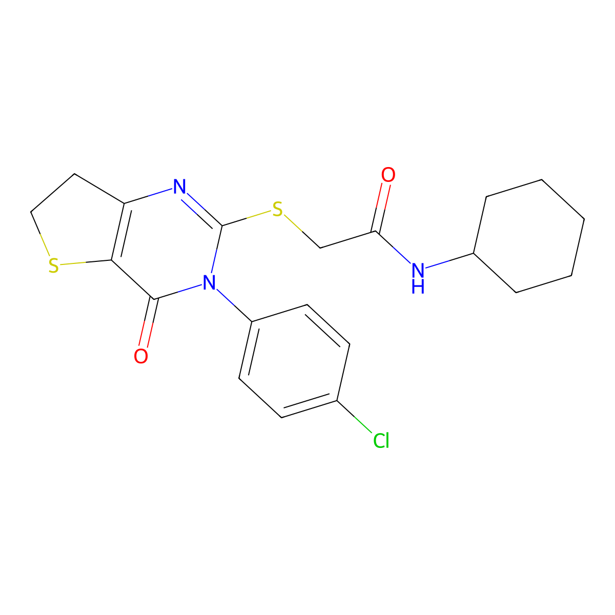 2-[[3-(4-chlorophenyl)-4-oxo-6,7-dihydrothieno[3,2-d]pyrimidin-2-yl]sulfanyl]-N-cyclohexylacetamide molecular structure, CAS 687563-67-3