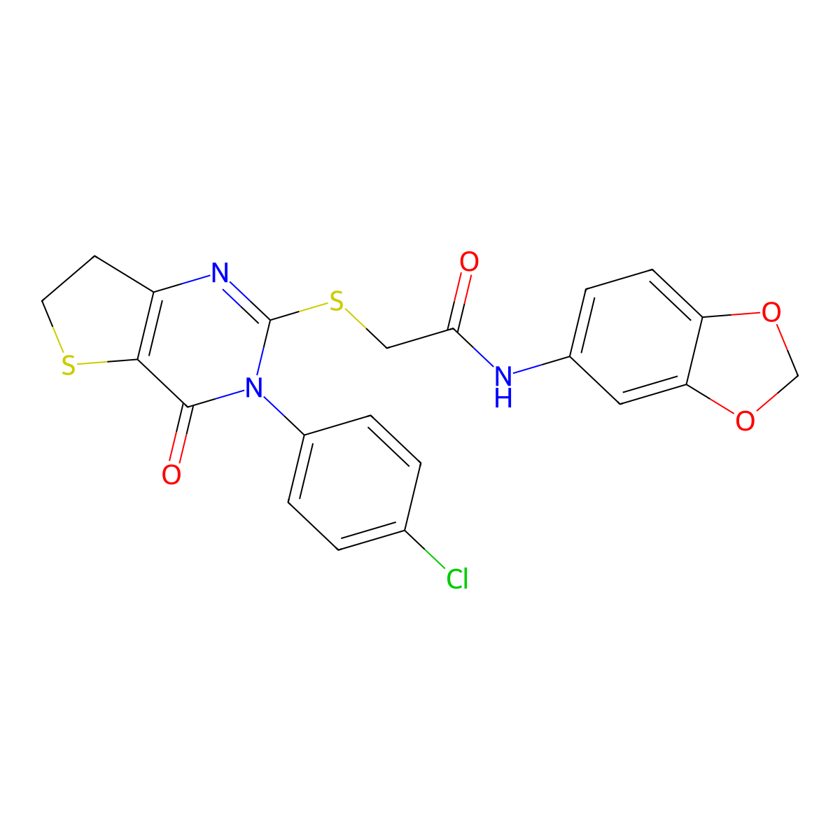 N-(benzo[d][1,3]dioxol-5-yl)-2-((3-(4-chlorophenyl)-4-oxo-3,4,6,7-tetrahydrothieno[3,2-d]pyrimidin-2-yl)thio)acetamide molecular structure, CAS 687563-73-1