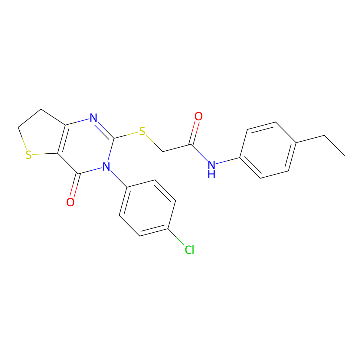 2-((3-(4-chlorophenyl)-4-oxo-3,4,6,7-tetrahydrothieno[3,2-d]pyrimidin-2-yl)thio)-N-(4-ethylphenyl)acetamide molecular structure, CAS 687564-12-1