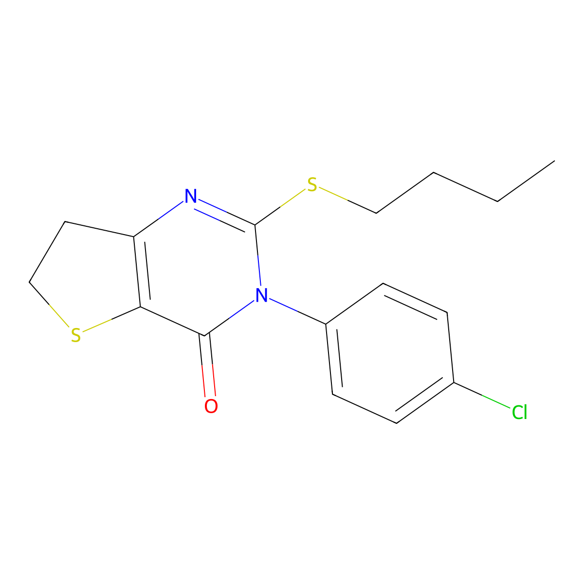 2-(butylthio)-3-(4-chlorophenyl)-6,7-dihydrothieno[3,2-d]pyrimidin-4(3H)-one molecular structure, CAS 687564-52-9