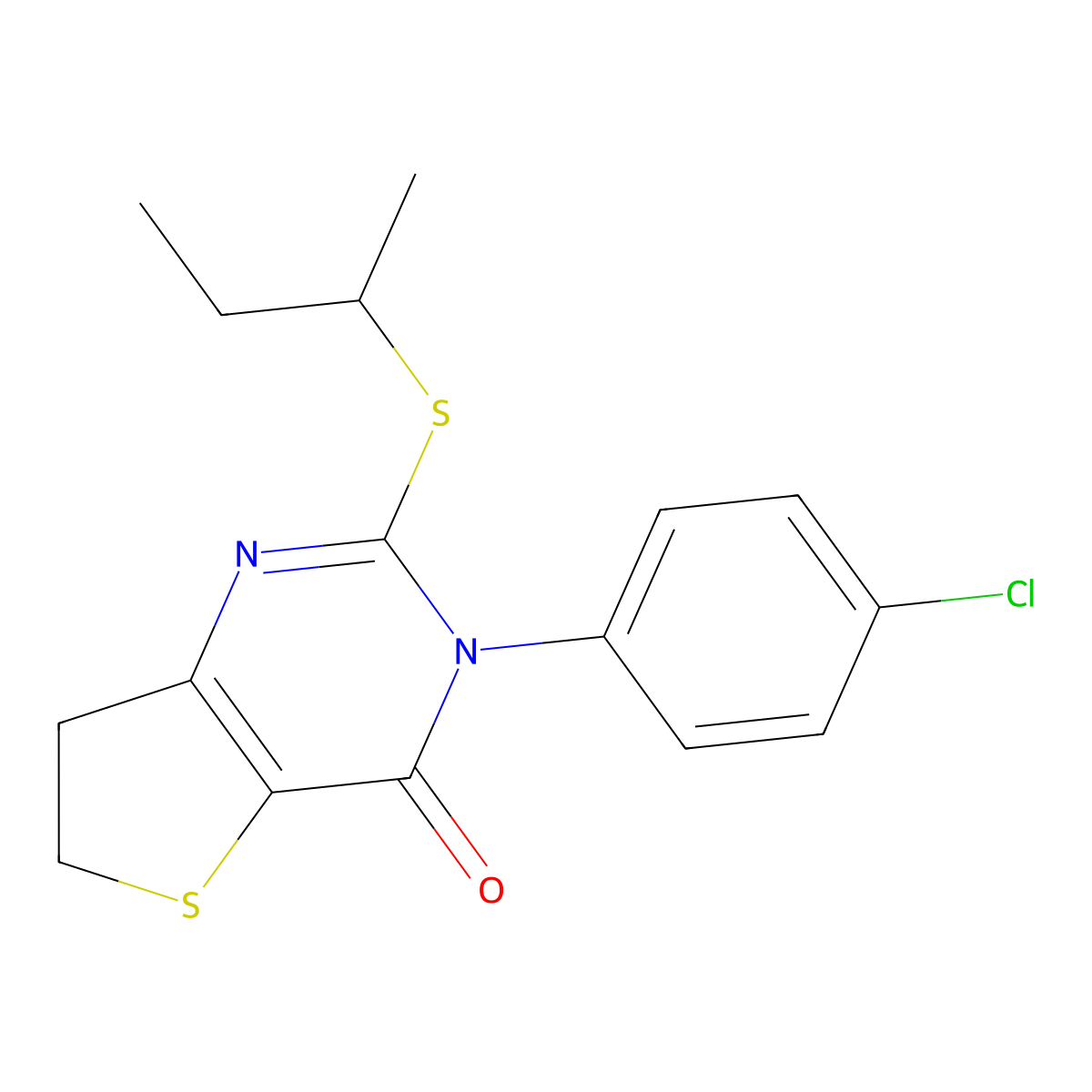2-(sec-butylthio)-3-(4-chlorophenyl)-6,7-dihydrothieno[3,2-d]pyrimidin-4(3H)-one molecular structure, CAS 687564-56-3