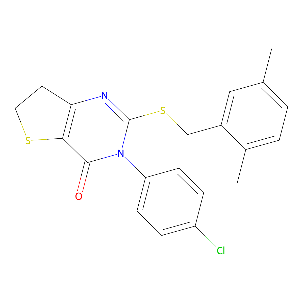 3-(4-chlorophenyl)-2-((2,5-dimethylbenzyl)thio)-6,7-dihydrothieno[3,2-d]pyrimidin-4(3H)-one molecular structure, CAS 687564-80-3
