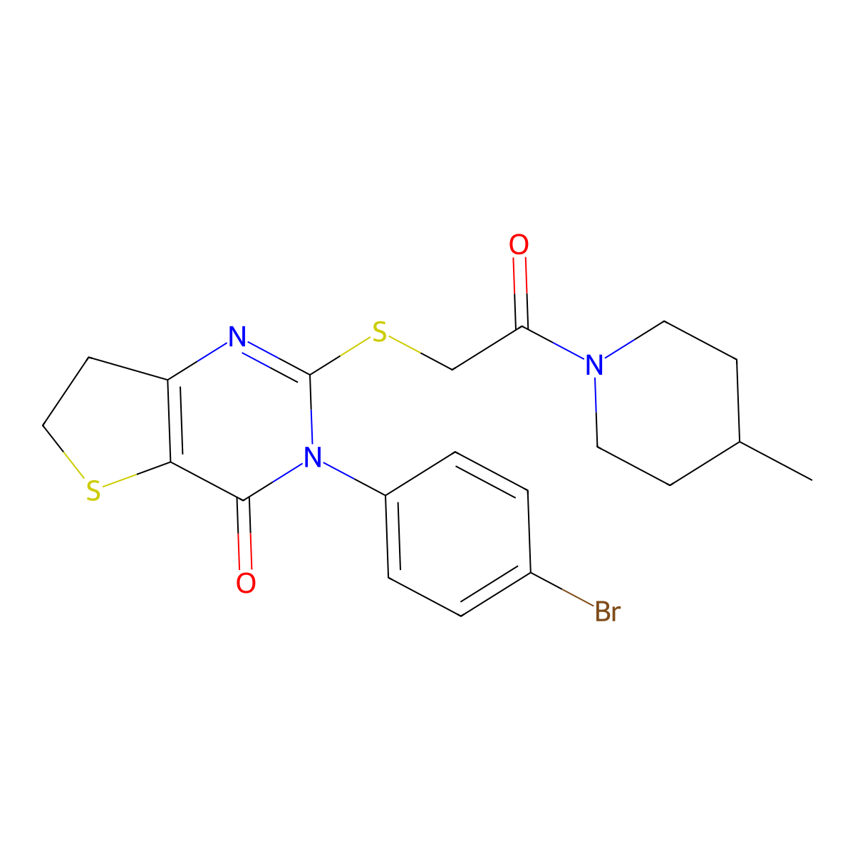3-(4-Bromophenyl)-2-[2-(4-methylpiperidin-1-yl)-2-oxoethyl]sulfanyl-6,7-dihydrothieno[3,2-d]pyrimidin-4-one molecular structure, CAS 687565-94-2