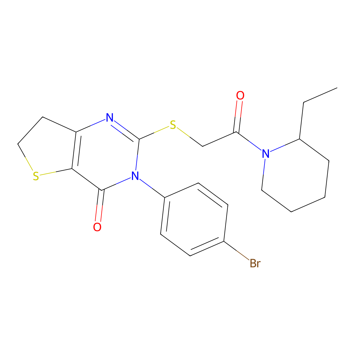 3-(4-Bromophenyl)-2-[2-(2-ethylpiperidin-1-yl)-2-oxoethyl]sulfanyl-6,7-dihydrothieno[3,2-d]pyrimidin-4-one molecular structure, CAS 687565-99-7